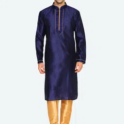 RG DESIGNERS Men Navy Blue Regular Kurta with Pyjamas-image-57