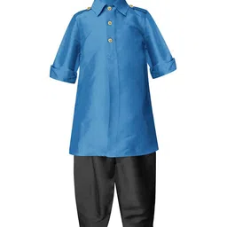 A.T.U.N. Boys Blue Regular Pathani Kurta with Pyjamas-11