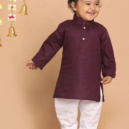 VASTRAMAY Boys Purple & Whiet Kurta with Pyjamas-14