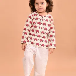 LIL PITAARA Kids Printed Pure Cotton Top with Pyjamas-32