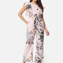 ALL WAYS YOU Floral Printed Waist Tie Ups Basic Jumpsuit with Ruffles-picture-1