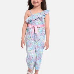 Nauti Nati Girls Blue & Pink Printed Basic one shoulder jumpsuit-picture-19