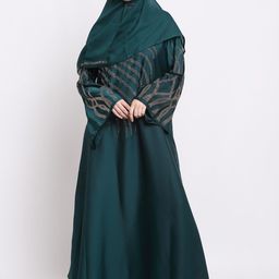 KLOTTHE Women Green Embellished Burqas With Scarves-image-21