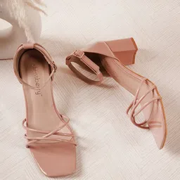 DressBerry Nude-Coloured Strappy Block Heels-7