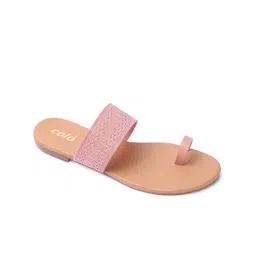 Colo Women Woven Design Open One Toe Flats-34