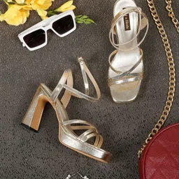 Flat n Heels Textured Open To Block Heels-42