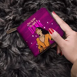 DailyObjects Women Violet & Orange Printed PU Zip Around Wallet-55