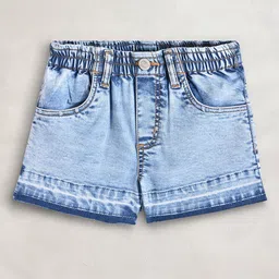 Cherry Crumble Girls Blue Washed Denim Shorts-picture-24