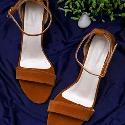 Misto Tan Suede Stiletto Sandals-image-5