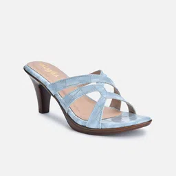 VALIOSAA Women Blue Textured Kitten Heels-image-6