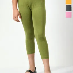 BAESD Girls Pack Of 5 Mid Rise Cotton Capris-picture-2