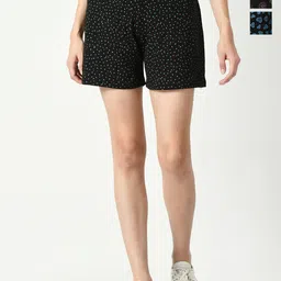 IndiWeaves Women Pack Of 3 Printed Regular Fit High-Rise Cotton Shorts-image-78