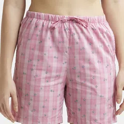 Jockey Women Checked Mid Rise Cotton Shorts-image-9