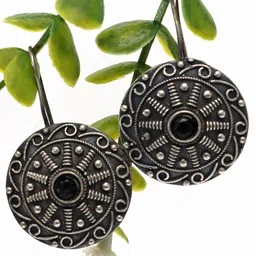 Ozanoo Brass Plated Circular Stone Studded Drop Earrings-image-38