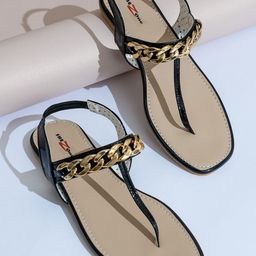 Shezone Women Black T-Strap Flats-95