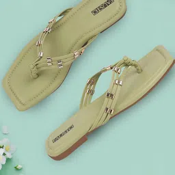 FAUSTO Embellished Open Toe Flats-16