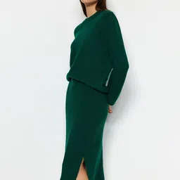 Trendyol Self-Design Round Neck Top With A-Line Skirt-image-48