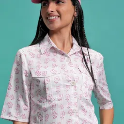 Tokyo Talkies Floral Printed Shirt Collar Shirt With Shorts Co-Ords-picture-57