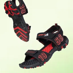 IMPAKTO Men Black & Red Colourblocked Sports Sandals-image-30