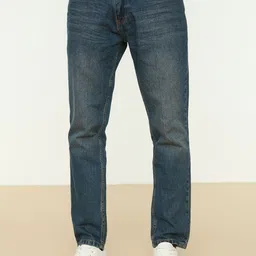 Trendyol Men Navy Blue Light Fade Relaxed Fit Pure Cotton Jeans-image-23