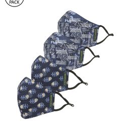 Calvadoss Men Pack Of 4 Printed 3-Ply Reusable Cotton Cloth Masks-image-26