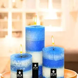 Sitara Crafts Blue Pillar Candles-image-26