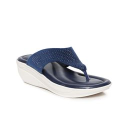 Paragon Blue Embellished PU Wedge Sandals-32