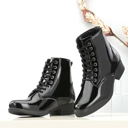 Eego Italy Women Black Solid Regular Lace-Ups Boots-23