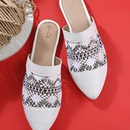 PANAHI Women Pointed Toe Woven Design Mules-6