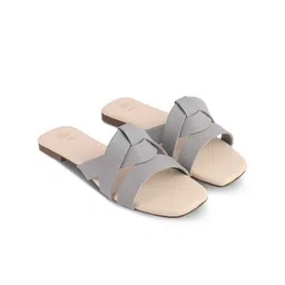 Tresmode Textured Open Toe Flats image 1