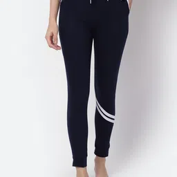 Claura Women Navy Blue Solid Pure Cotton Lounge Pants-image-71