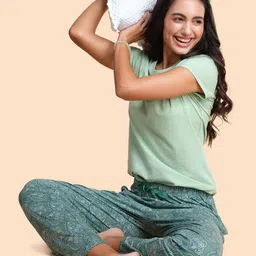 Enamor Women Printed Mid-Rise Straight Lounge Pants-image-68