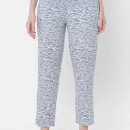 URBAN SCOTTISH Women Blue & White Printed Lounge Pants-31