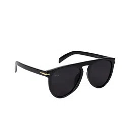 AISLIN Unisex Aviator Sunglass with UV Protected Lens ES_12332-93-AS-990-BLK-BLK-AV-35