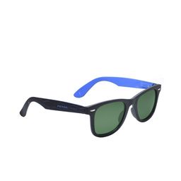 Peter Jones Eyewear Unisex Green Lens & Black  Polarised Wayfarer Sunglasses PO760BL-56
