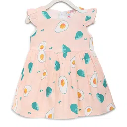 Kids On Board Peach-Coloured & Green Printed Fit & Flare Dress-image-83