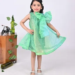 Maaikid Girls Striped Sleeveless Bow A-Line Dress-image-94