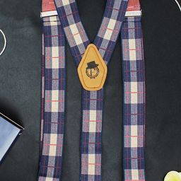 PELUCHE Men Brown & Black Checked Suspenders-picture-7