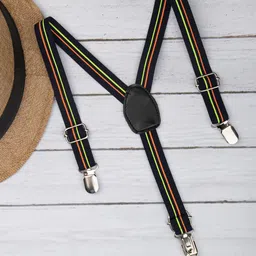 Arendelle Boys Navy-Blue & Orange Striped Suspenders-9