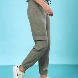 Campus Sutra Women Green Solid Cotton Joggers-picture-27