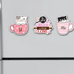 ARTBUG White & Pink 3 Pieces Patterned Fridge Magnets image 1