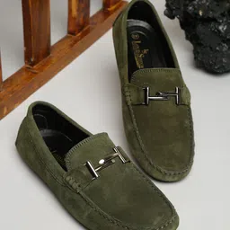 LOUIS STITCH Men Green Suede Driving Shoes-picture-31