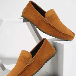 FAUSTO Men Round Toe Lightweight Suede Driving Shoes-52