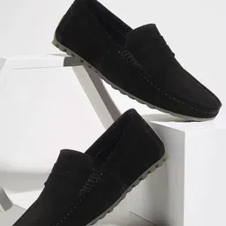 FAUSTO Men Round Toe Lightweight Suede Driving Shoes-22
