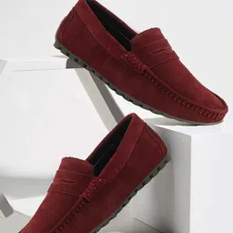 FAUSTO Men Round Toe Lightweight Suede Driving Shoes-21