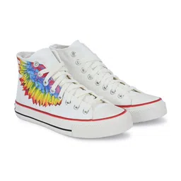 CROWCIA LONDON Women Printed Round Toe Lightweight Canvas Sneakers-19