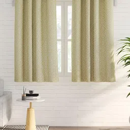 Home Centre Morris Eclipse Green & White 2 Pieces Geometric Eyelet Window Curtain-image-16