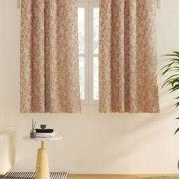 Home Centre Morris Brown & White 2 Pieces Floral Eyelet Window Curtains-image-67