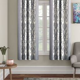 Cortina Grey & White Set of 2 Window Curtains-15