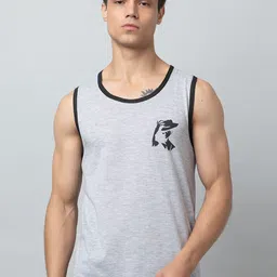 Looks United Printed Cotton Sleeveless Gym Vest LU-VEST004-GREY-image-92